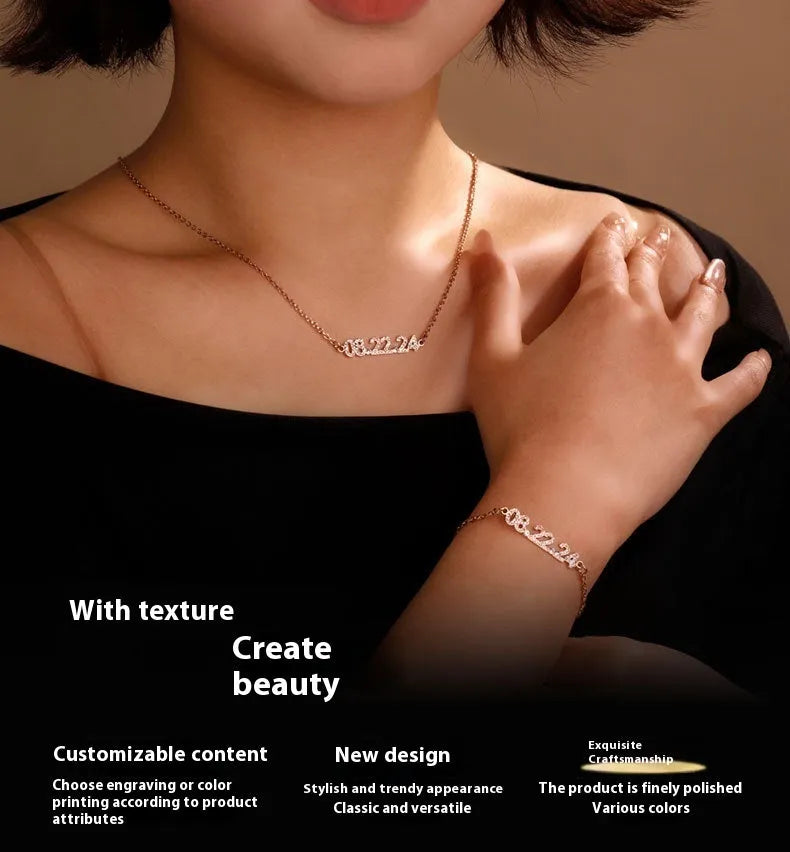 Stainless steel digital bracelet with diamond-set numbers on display, shown in rose gold, gold, and steel colour variants.