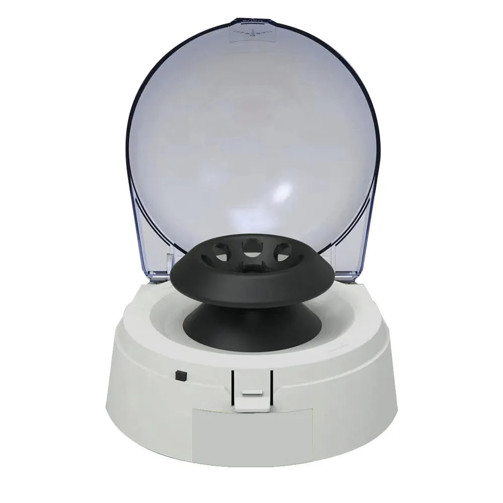 Mini laboratory centrifuge unit with compact 157x170x120mm dimensions and 7000 rpm maximum speed