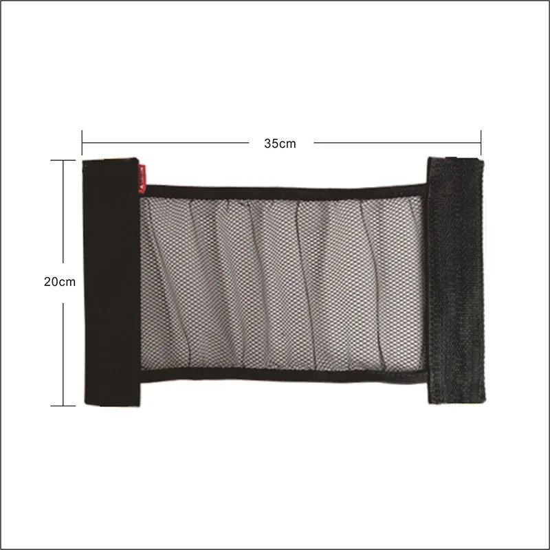 Elastic polyester car boot storage organiser net shown in 20x45cm and 20x35cm sizes.