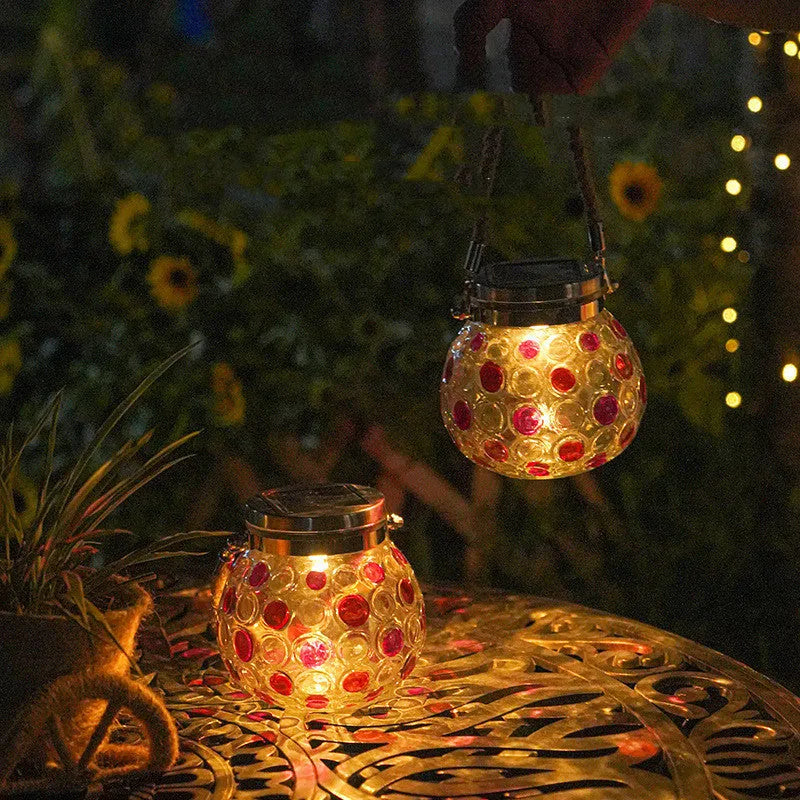 Solar decorative wave point outdoor waterproof small night light, ABS+glass, IP65, 13cm high, blue light
