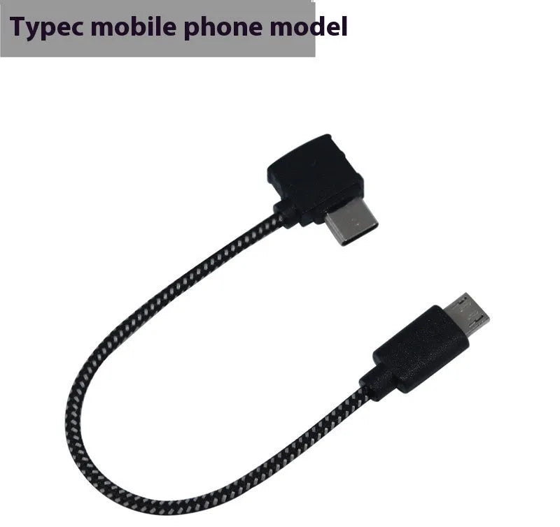 15cm Type C data cable with metal connector, nylon and PVC build, for remote control mobile phone tablet connection