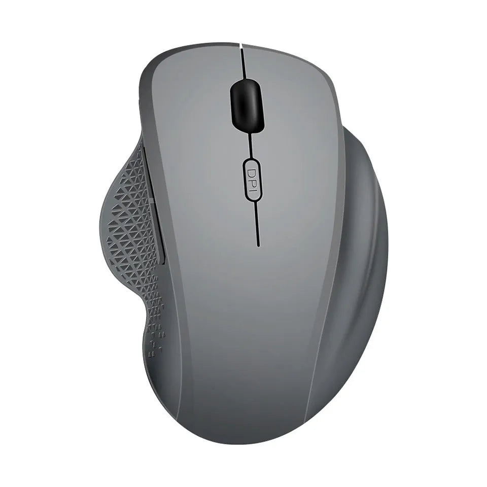 Self-charging wireless laptop mouse in black with 60cm charging cable and USB receiver
