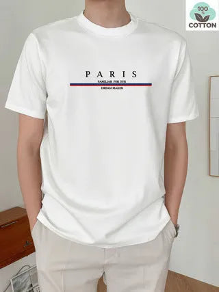 Men's heavyweight cotton short-sleeved t-shirt with letter printing in loose casual fit
