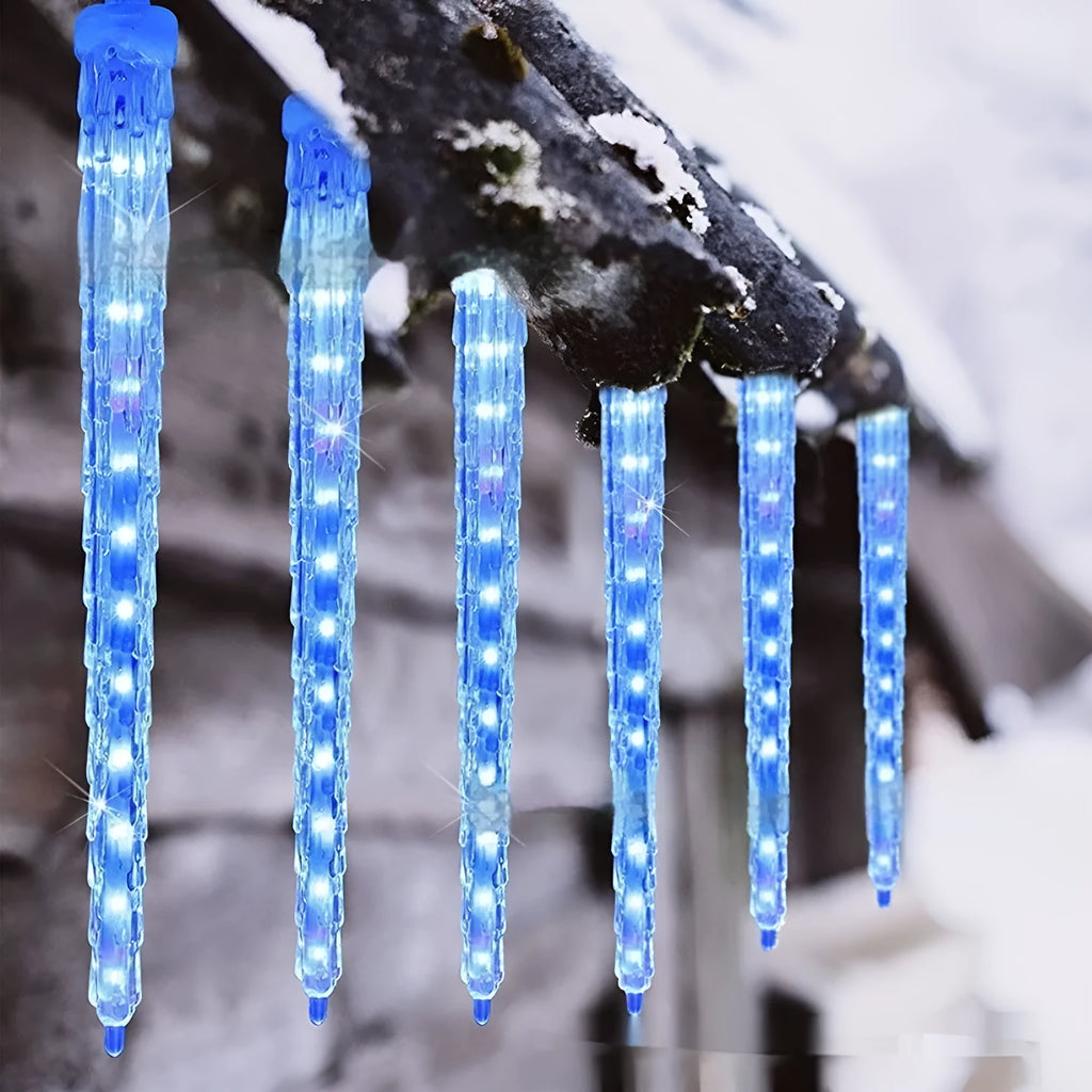 LED ice cone shaped meteor shower solar Christmas ornamental festoon lamp with flower design