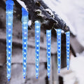 LED ice cone shaped meteor shower solar Christmas ornamental festoon lamp with flower design
