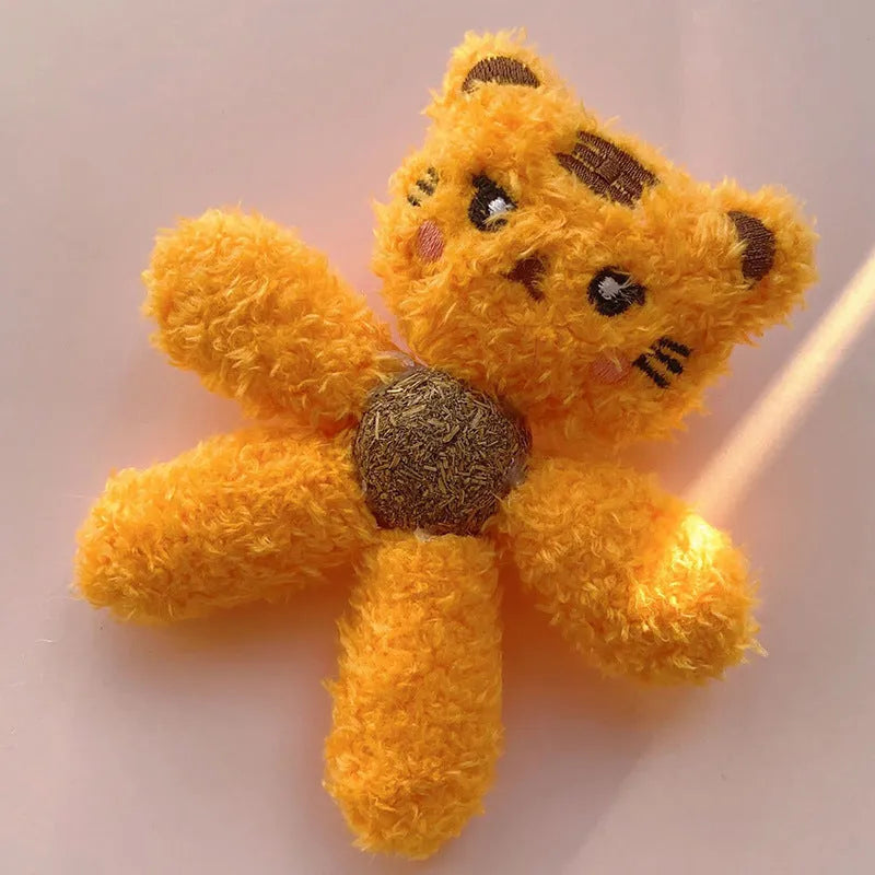 Catnip chewing ball with edible stuffing for dental cleaning in animal designs