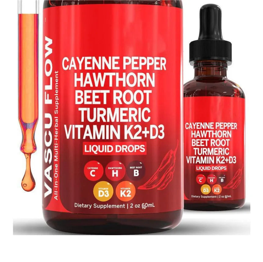 60ml bottle of Vitamin D3 K2 Hawthorn Fruit liquid supplement drops with dropper