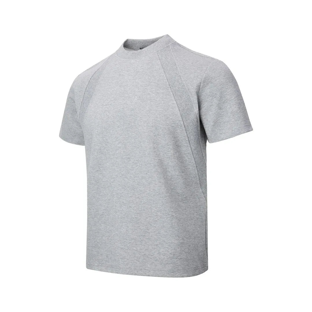 Men's loose fit black short sleeve t-shirt with textured air layer stitching detail
