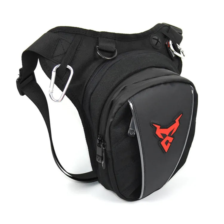 0105MC Motorcycle leg bag in 1200D Oxford cloth shown in blue, with dimensions 29cm x 29cm.