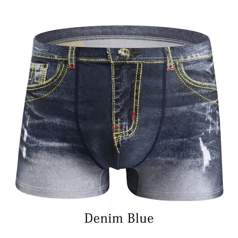 Cotton men's body sculpting boxer briefs in light blue with breathable knit and hip lift design
