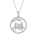 Copper necklace with a four-cat pendant on a textured cross chain, electroplated finish.