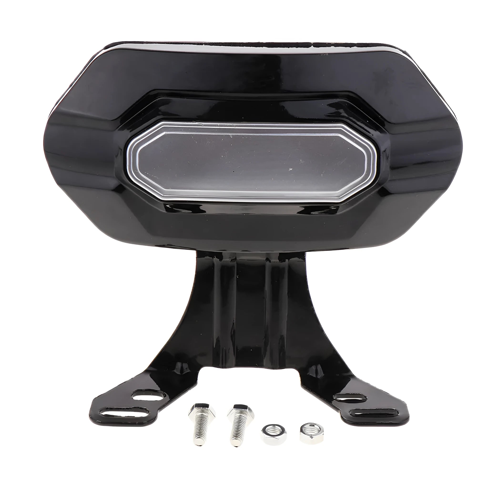 Scooter backrest with metal and ABS bracket and leather padding in black