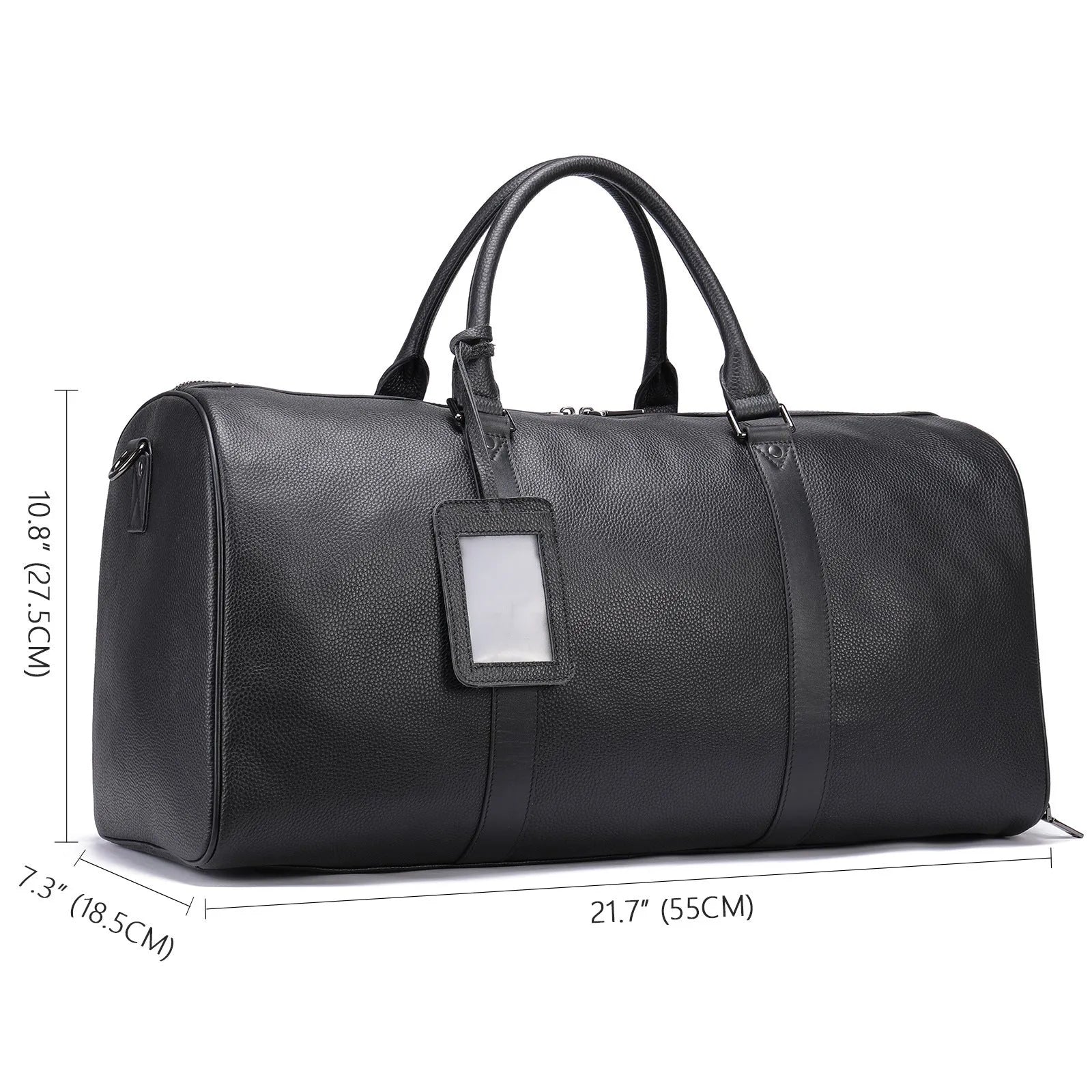 Men's leather tote bag in black and coffee colours showing single strap design and cowhide texture