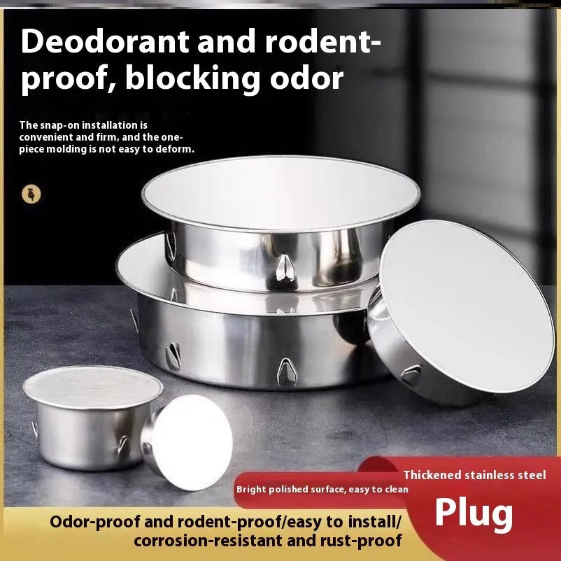 Stainless steel inlay deodorant floor drain cover with tube plug for 201-160 mm waste pipes