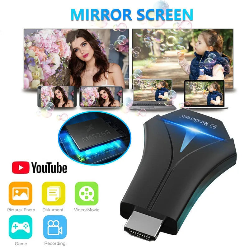 Mirascreen K12 HDMI WiFi streaming dongle with Am8268 processor for 1080p projection