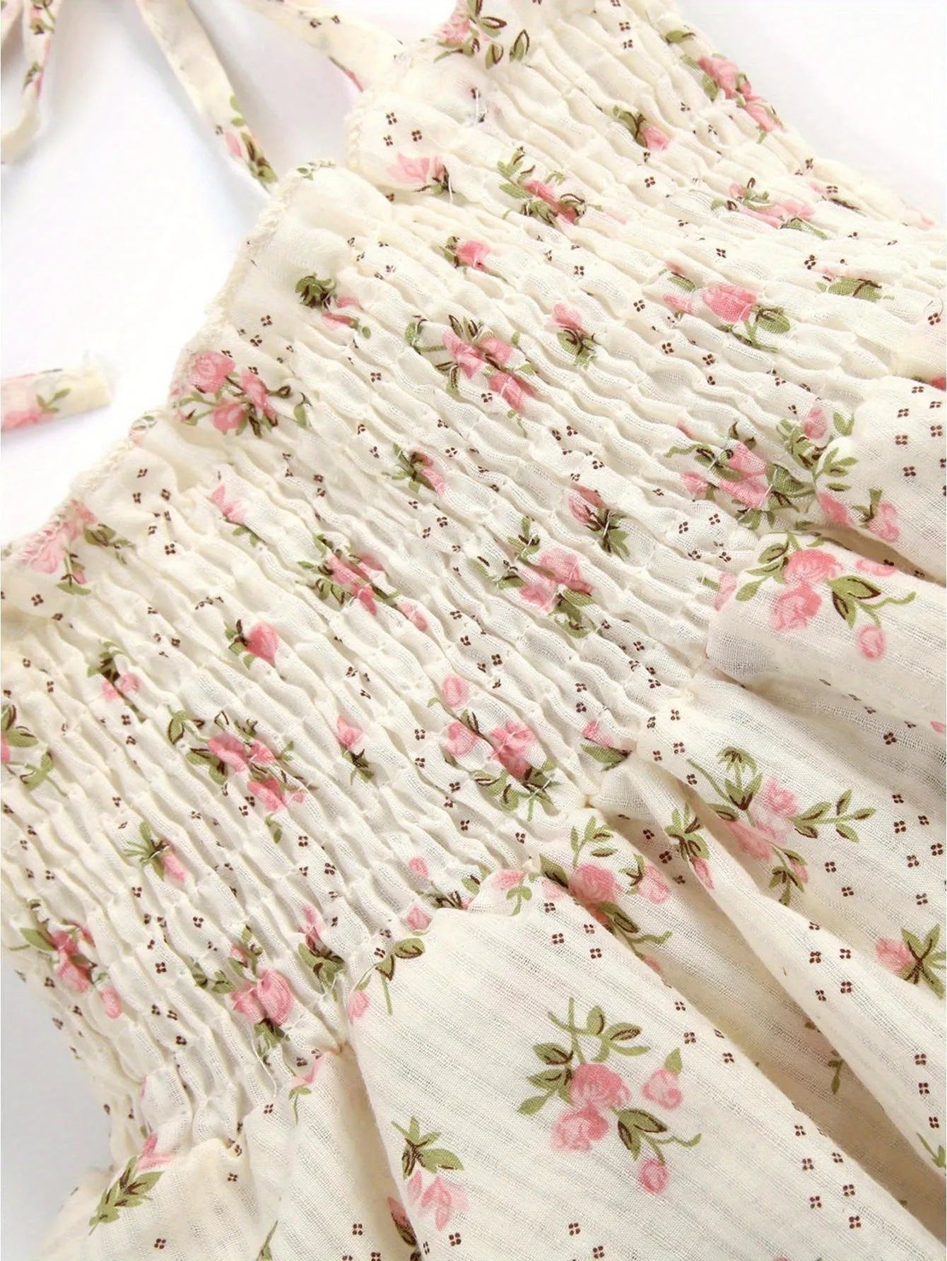 Beige corduroy rabbit fur A-line suspender skirt jumpsuit set for newborn baby girl with white T-shirt and headband