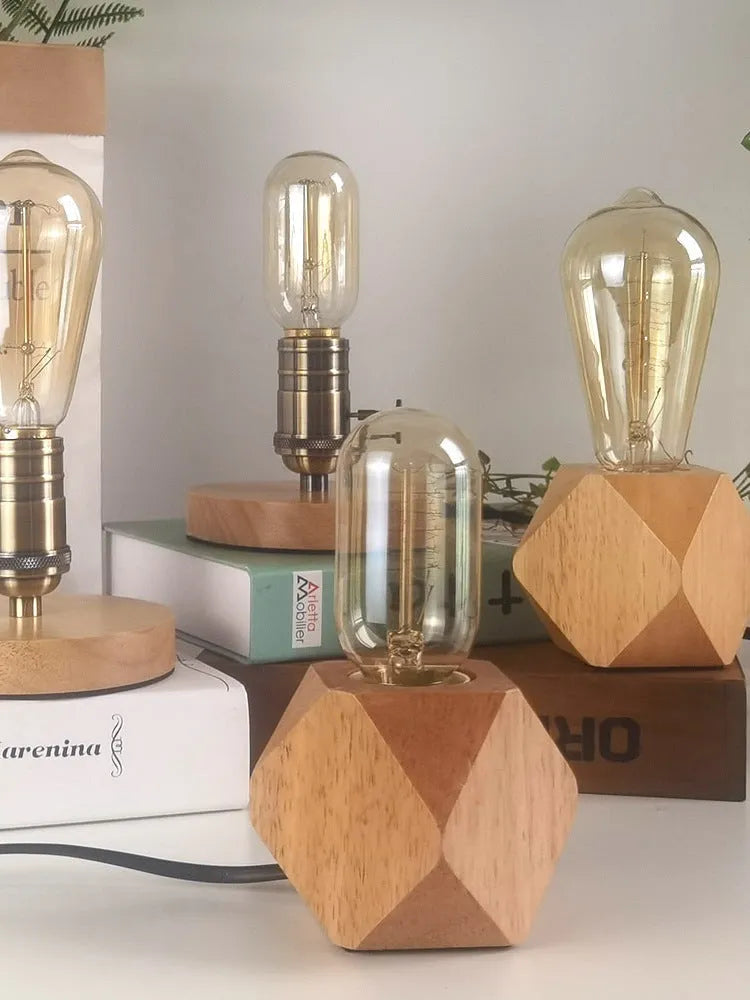 Edison vintage bulb small night lamp with G95 spiral bulb and diamond dimming lamp holder