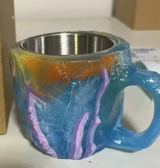 400ml resin mineral crystal coffee mug with handle in multiple colour options
