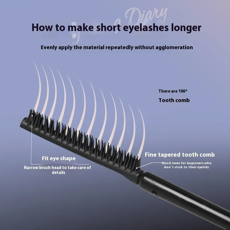 Tube of long curling long-lasting mascara shown in black and brown colour options with applicator wand.