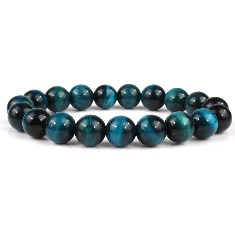 Natural tigereye crystal bracelet with geometric round beads in various colour options