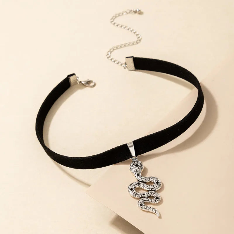 Baroque snake shape choker necklace gothic grunge style women silver gold alloy gift
