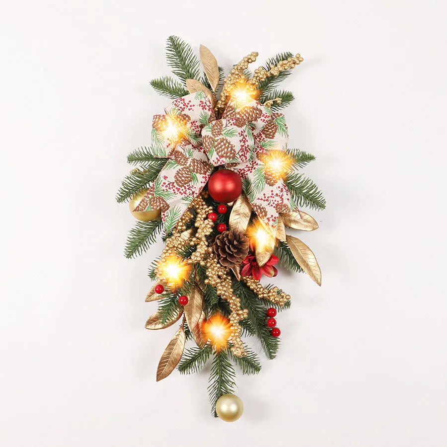American country style plastic Christmas garland decorations in multiple styles with optional LED lighting