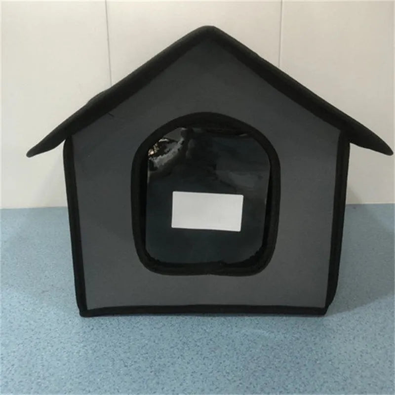 Outdoor waterproof dog kennel in army green chemical fibre, size L, with optional door curtain