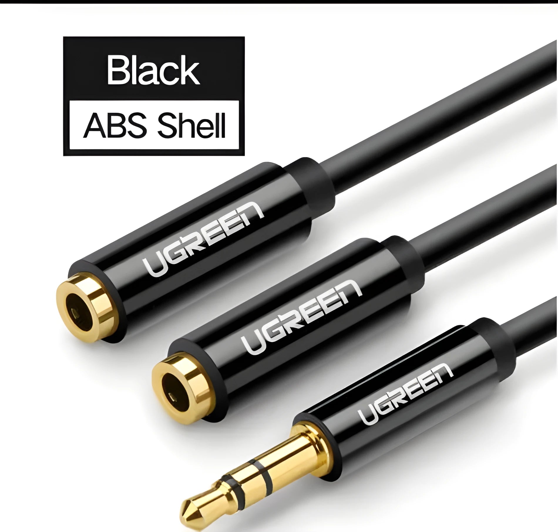 20cm black 3.5mm earphone cable with gold-plated connector and TPE outer jacket