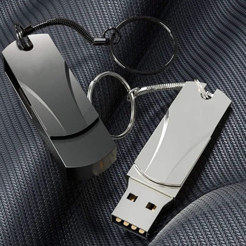 Large capacity USB metal expansion disk flash drive in silver with rotating connector