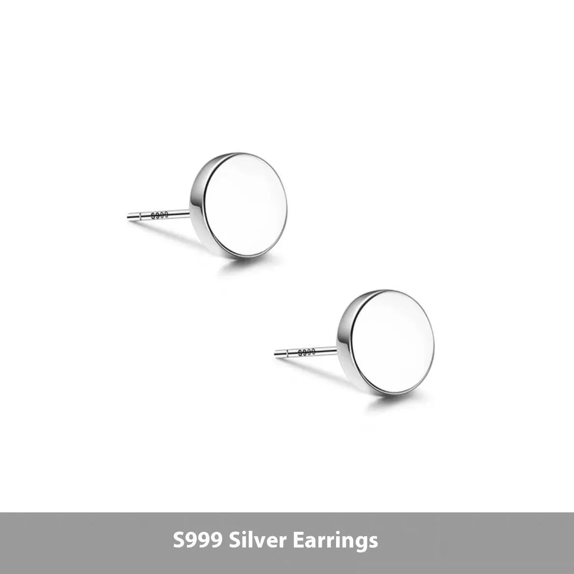 Sterling silver S999 flat ear bone studs in silver and black electroplated finishes