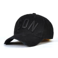 Cotton baseball cap with embroidered letters, dome top, available in black blue red colours