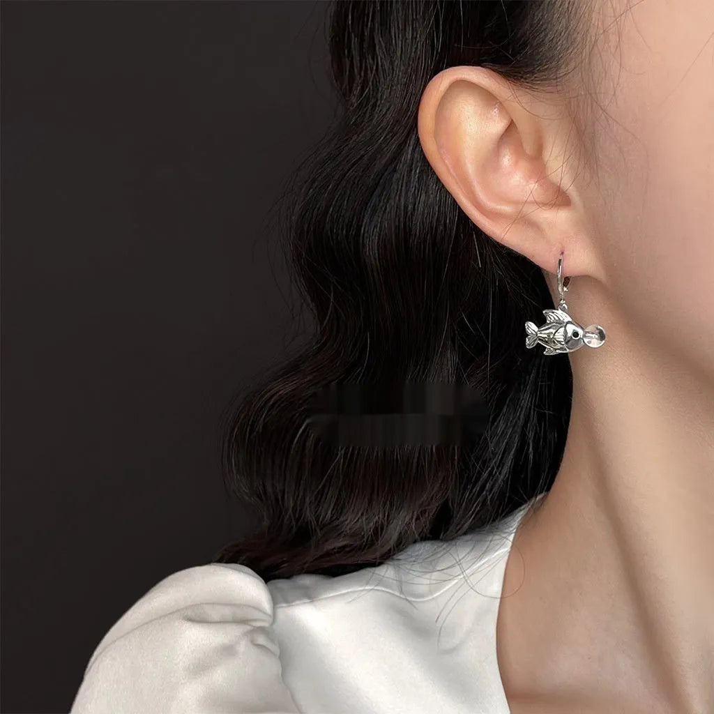 Bubble Fish original design goldfish earrings with copper electroplating