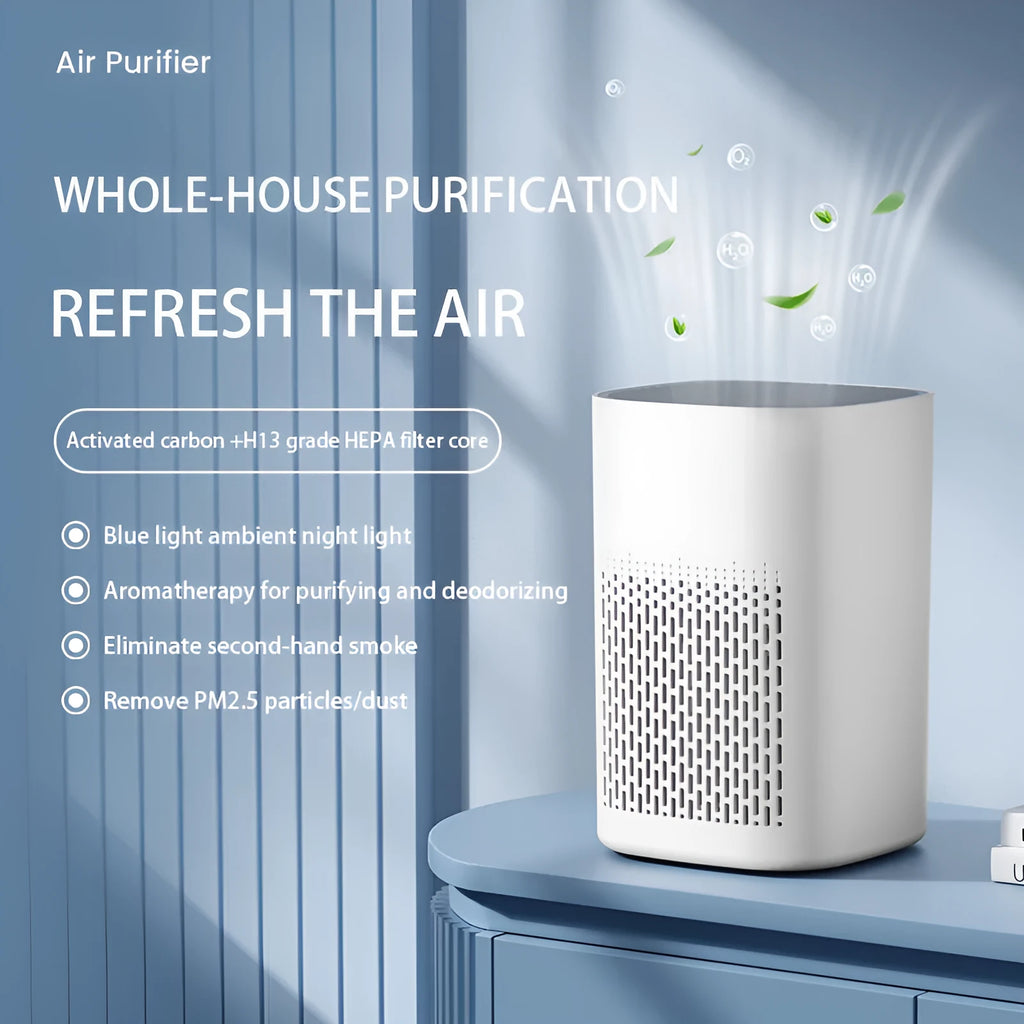 Simple style USB desktop air purifier unit for small rooms under 10 square metres.