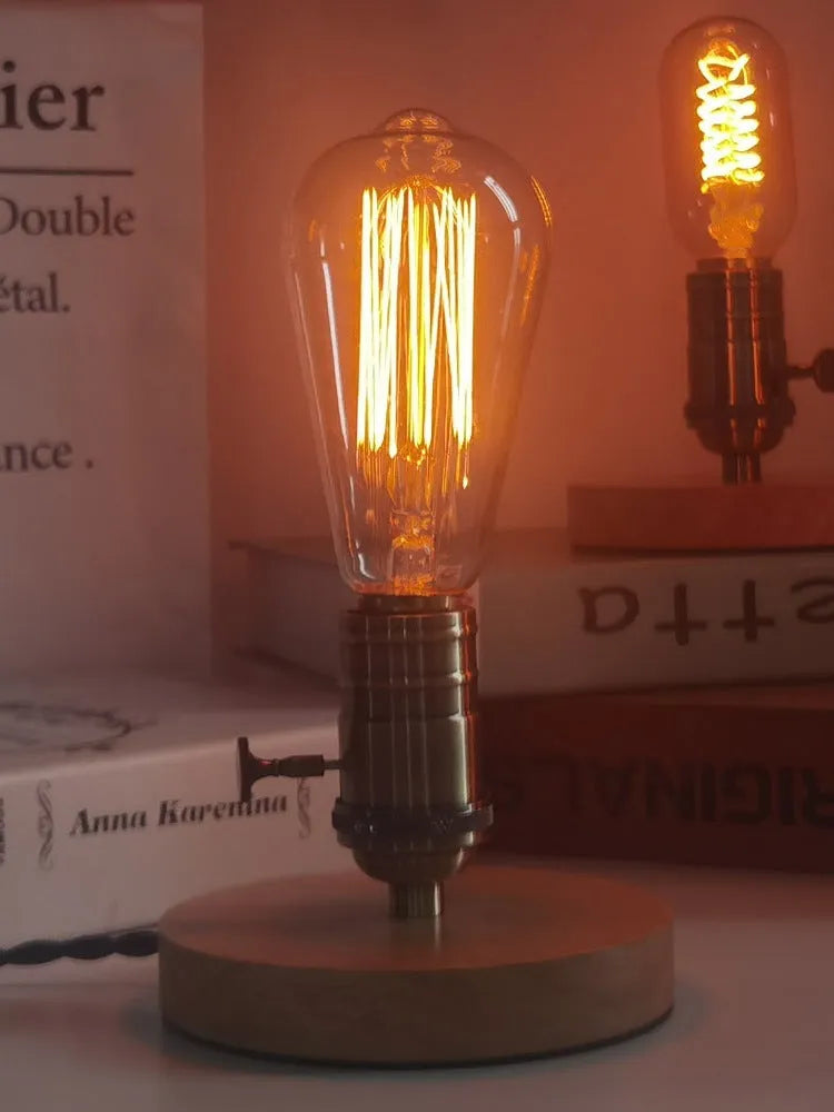 Edison vintage bulb small night lamp with G95 spiral bulb and diamond dimming lamp holder