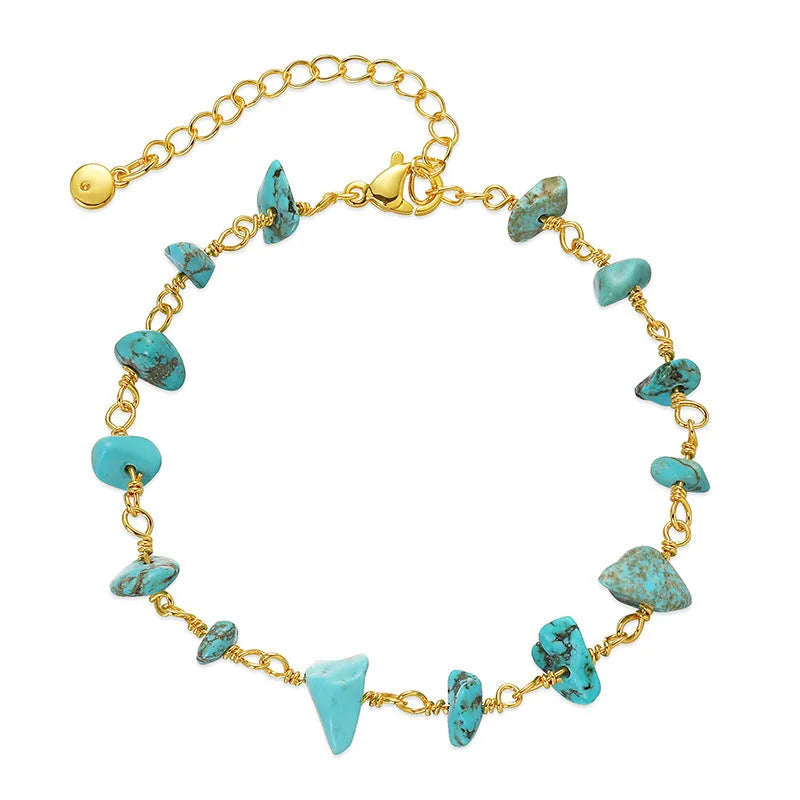 Geometric 18K copper women's bracelet with crystal details and a natural gravel texture, shown in multiple colour options.
