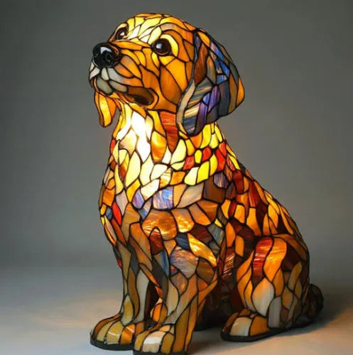 LED small night lamp art animal statue creative home desktop decoration 17cm USB switch corgi design