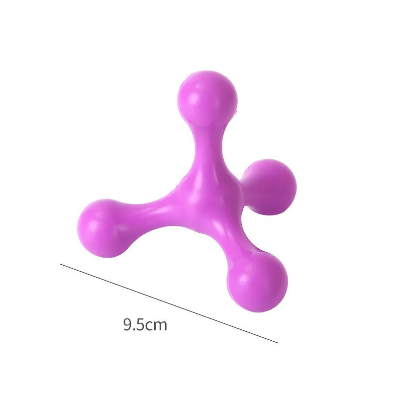 Silicone puppy chew toy with three legs in assorted colours for small and medium dogs