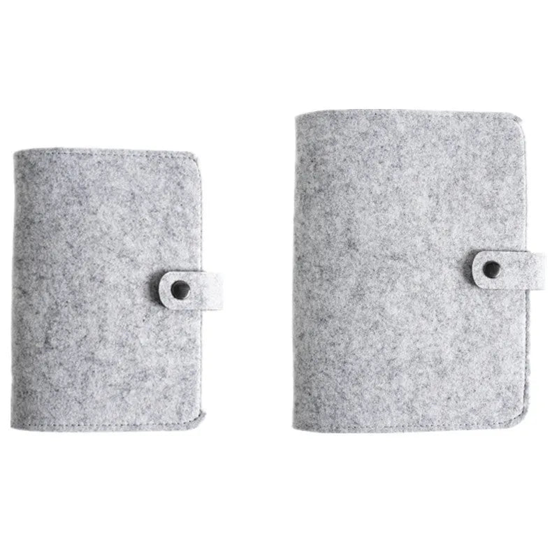 Felt-covered loose-leaf diary in dark grey with Daolin paper pages, A5 size