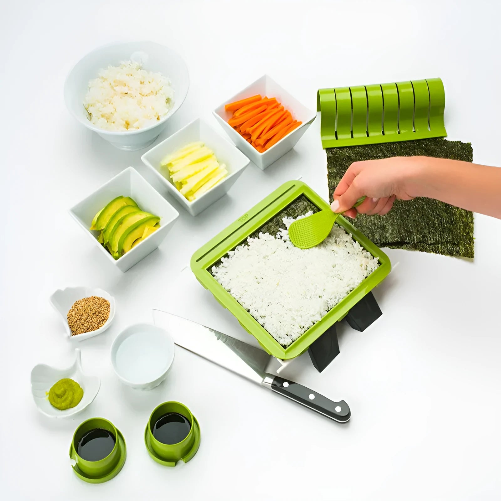DIY simple sushi making machine with PP stainless steel body and wire, colour box packaging
