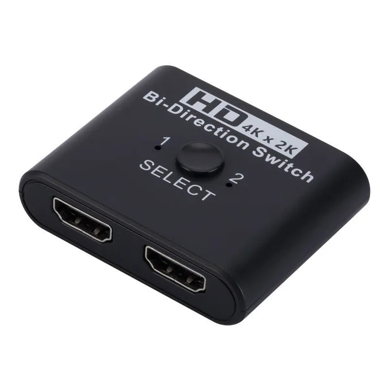 HDMI bidirectional AB switcher with switch button and two LED indicators, supports 8K 60Hz