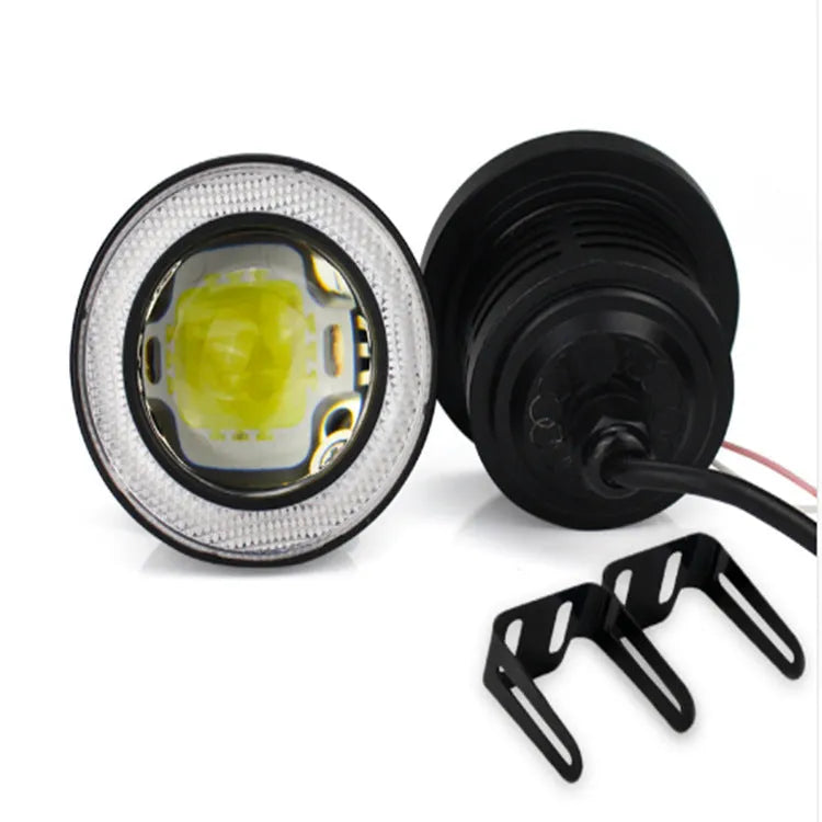 Universal 3 inch LED fog lamp with cob angel eye ring in white colour for car modification