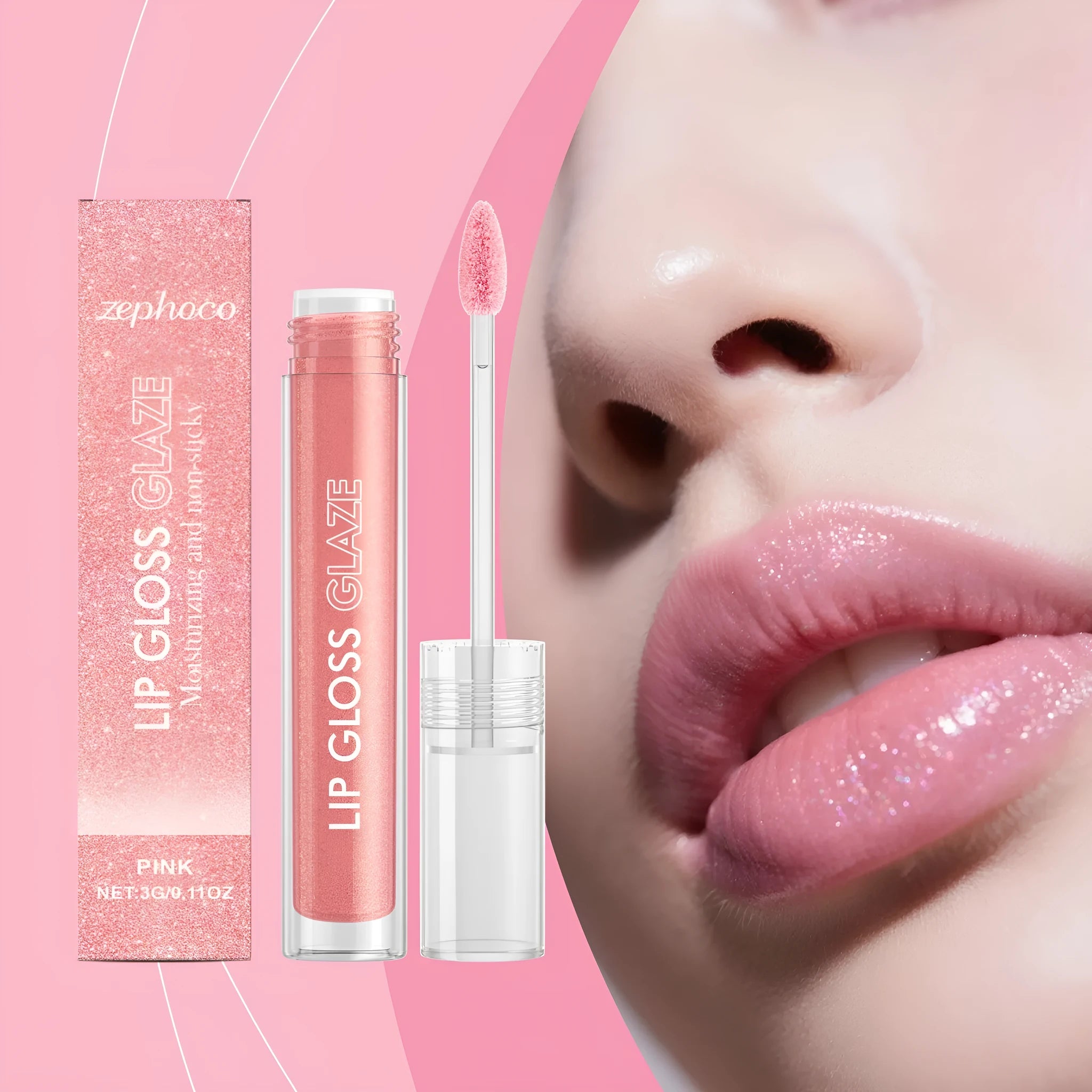 Moisturising fine glitter lip gloss 3g tube with shimmer and Vitamin E