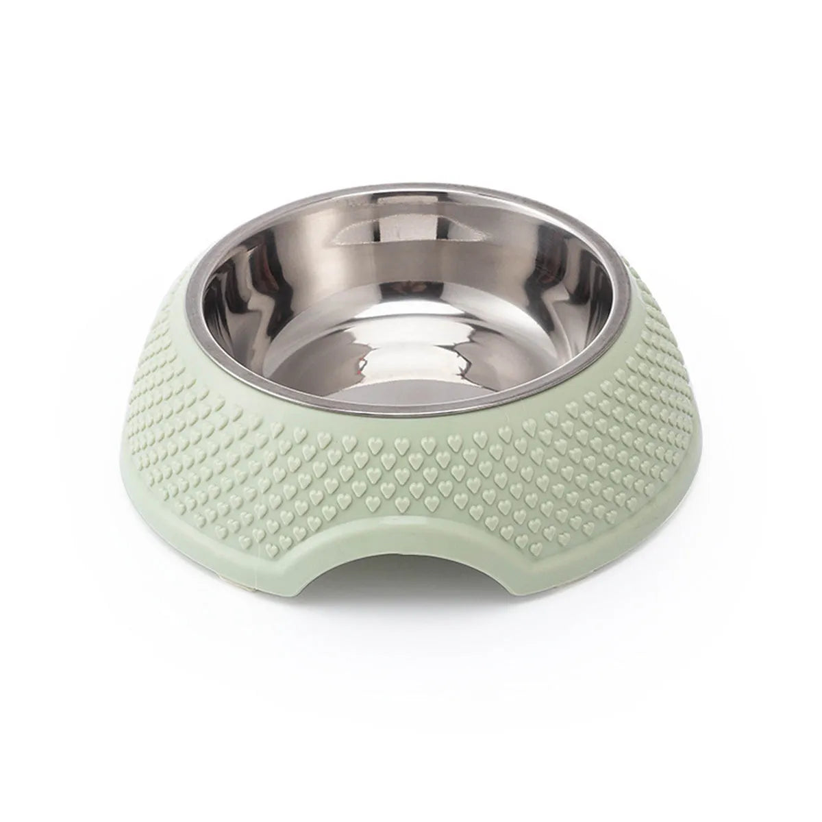 Square stainless steel pet bowl with a non-slip base in blue, green, and pink colour options