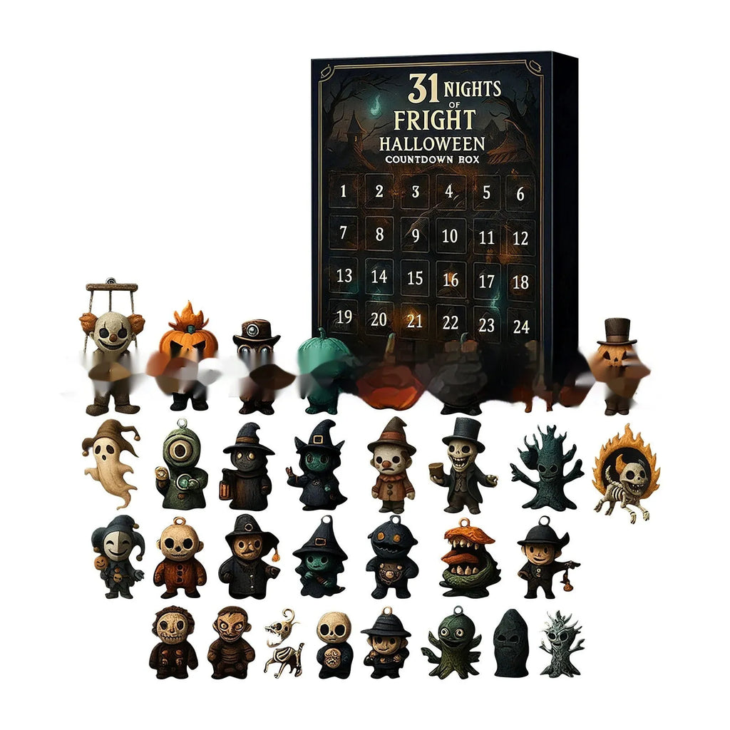 Halloween Countdown Box blind box showing horror figure advent calendar with resin crafts
