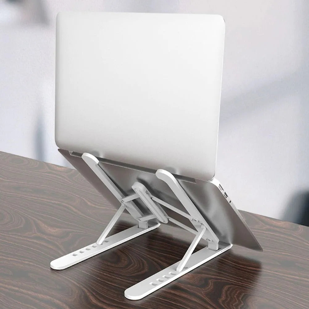 Adjustable non-slip laptop stand with 6 height gears, black ABS, for 11-17 inch laptops