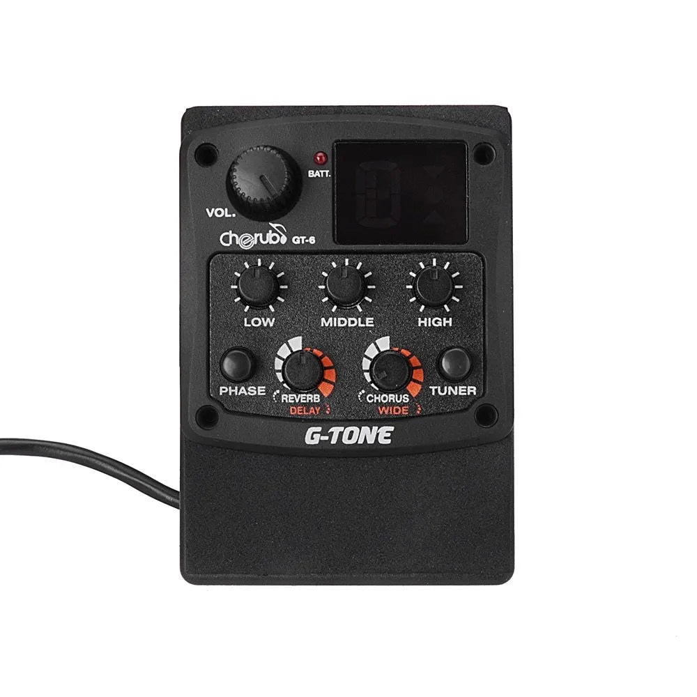 Cherub GT-6 black acoustic guitar pickup with EQ knobs and effects controls