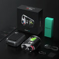 Black GenePro G1 GPS golf rangefinder showing AMOLED display and objective lens
