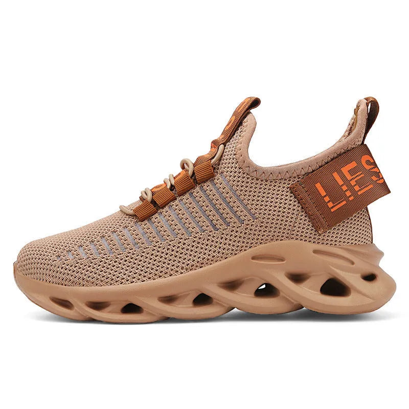 Children's coconut design sneakers with Velcro strap in black, khaki, or white.