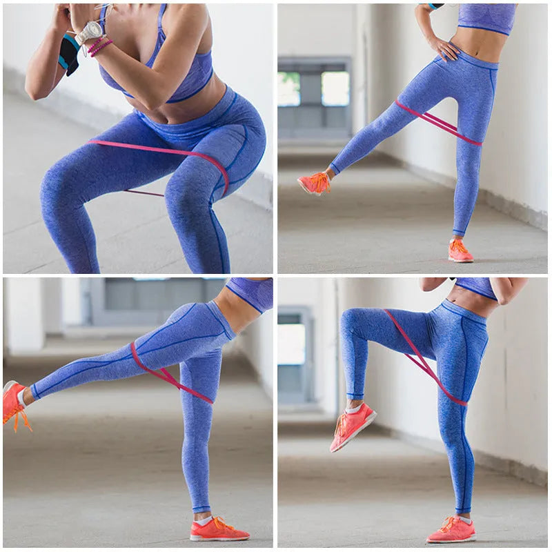Pink gradient latex yoga tension bands set of five with different resistances