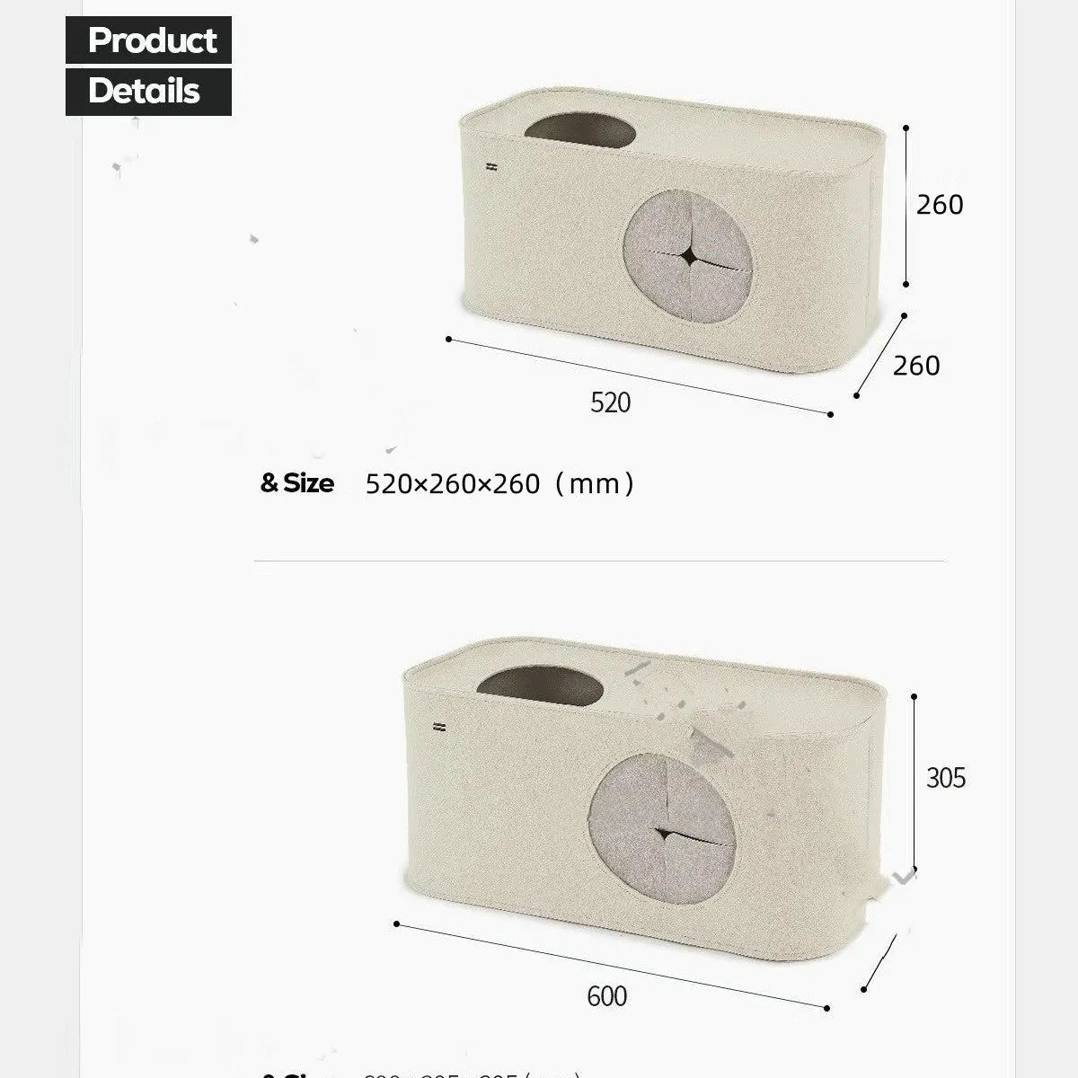 Foldable grey felt cat bed nest shown in both unfolded sleeping position and folded storage position